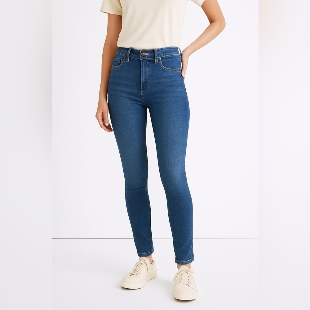 Madewell 9" Mid-Rise Skinny Jeans 24P Petite Blue Fair Trade Stretch Denim - Picture 1 of 13